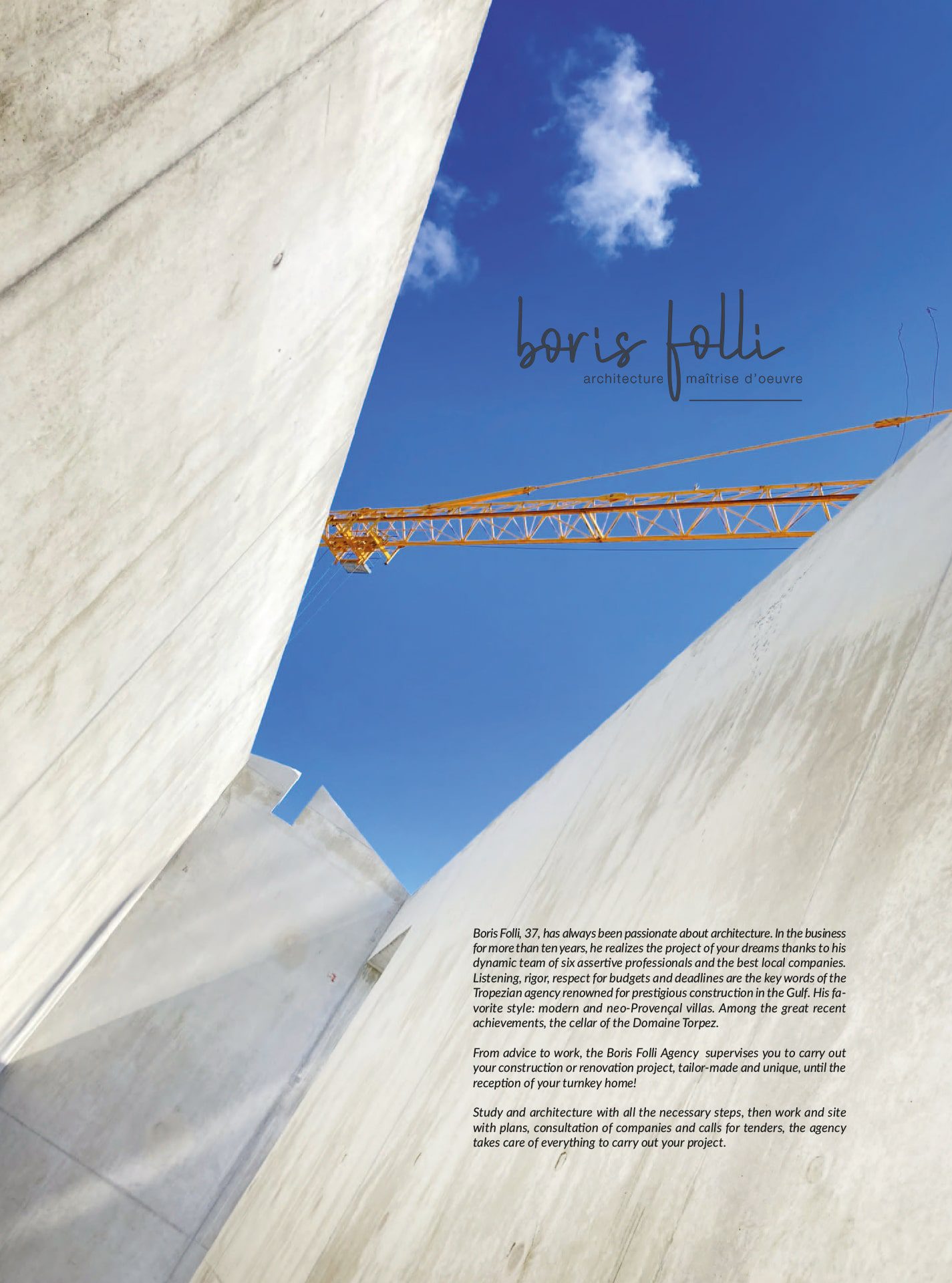 Article Boris Folli - Conception et Maîtrise d'oeuvre - Saint-Tropez