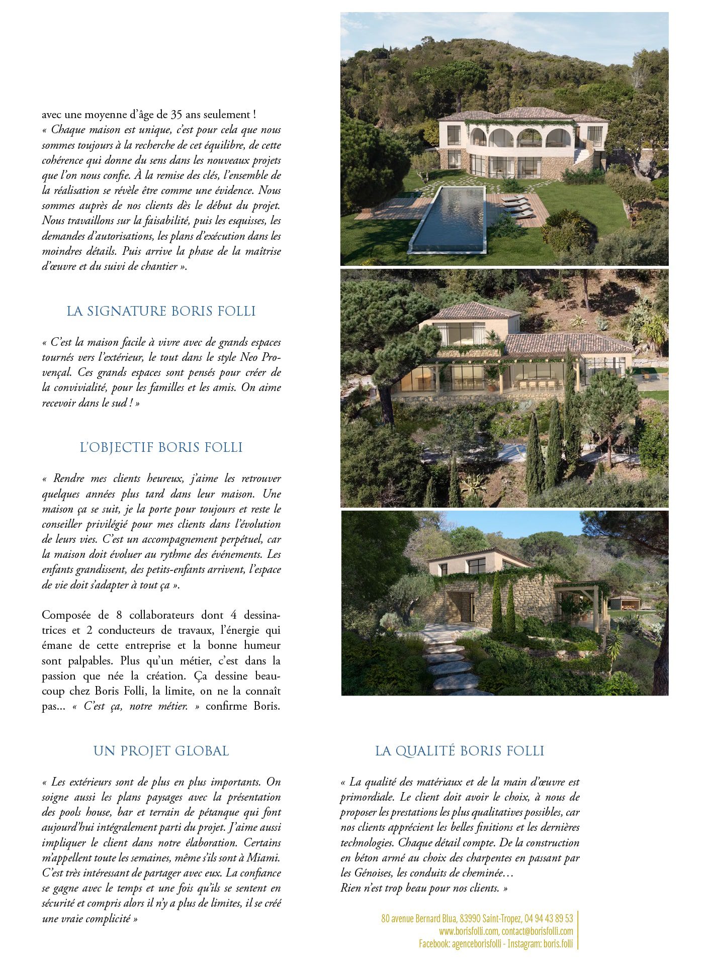 Article Boris Folli - Conception et Maîtrise d'oeuvre - Saint-Tropez