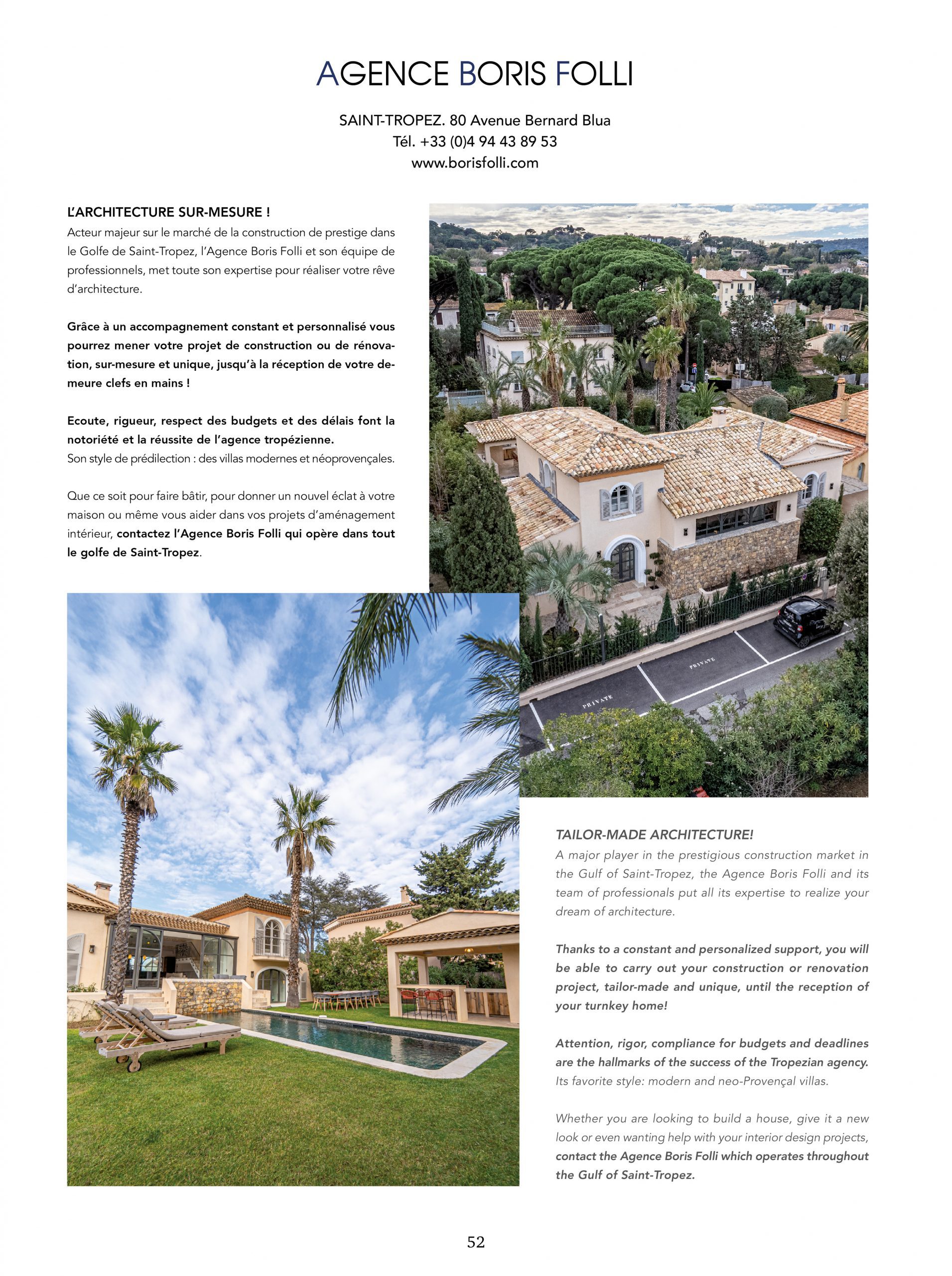 Article Boris Folli - Conception et Maîtrise d'oeuvre - Saint-Tropez