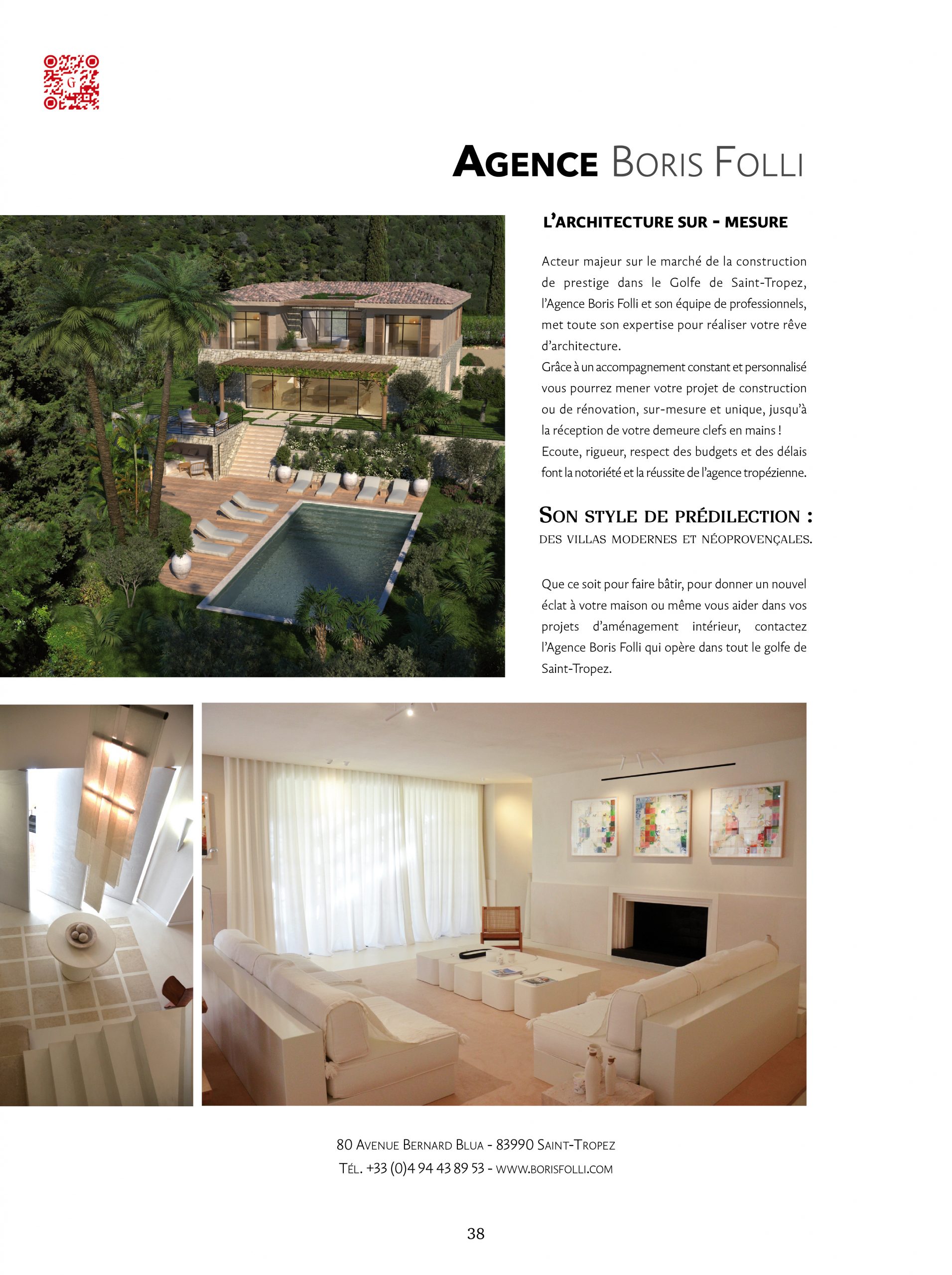 Article Boris Folli - Conception et Maîtrise d'oeuvre - Saint-Tropez