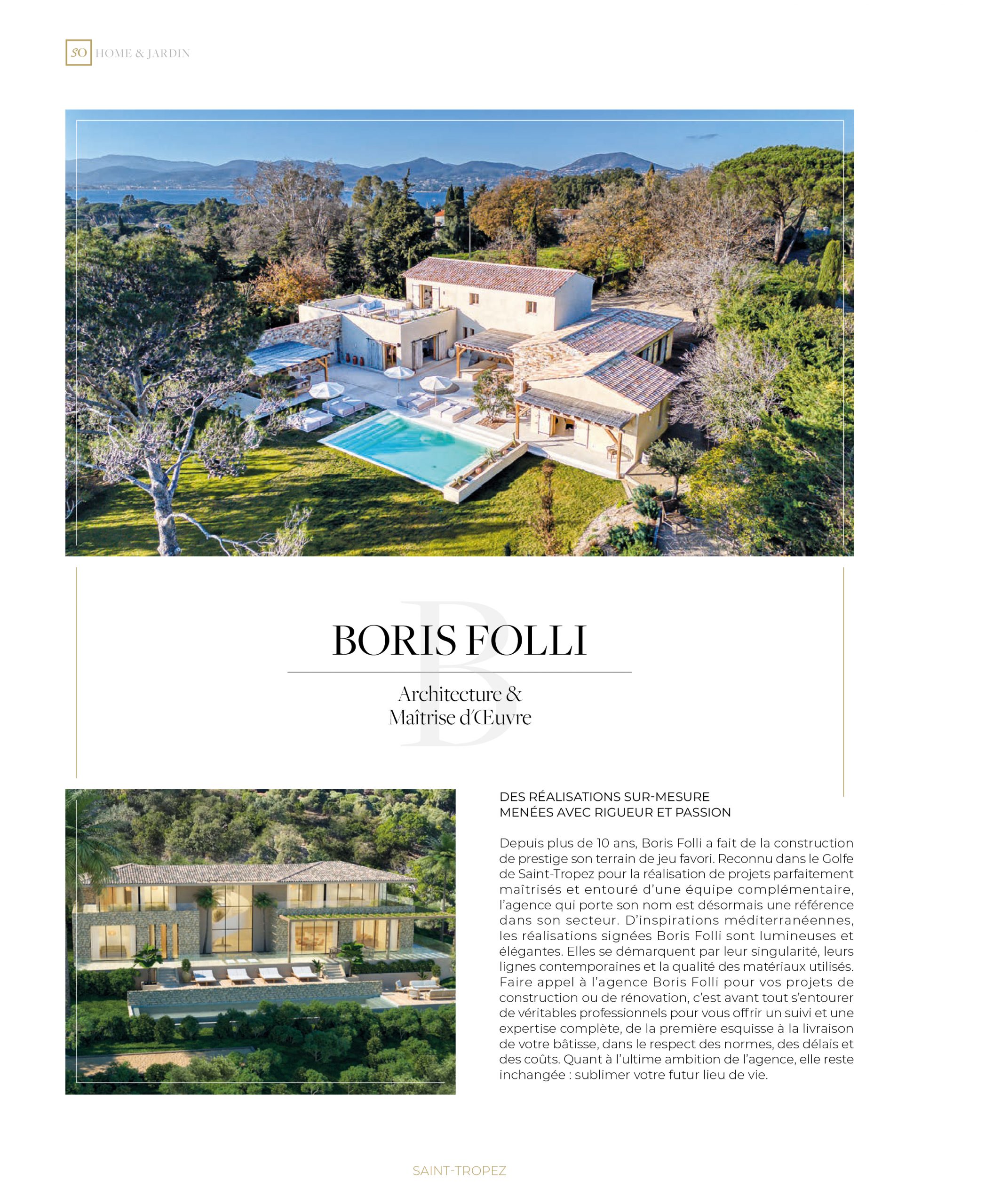 Article Boris Folli - Conception et Maîtrise d'oeuvre - Saint-Tropez