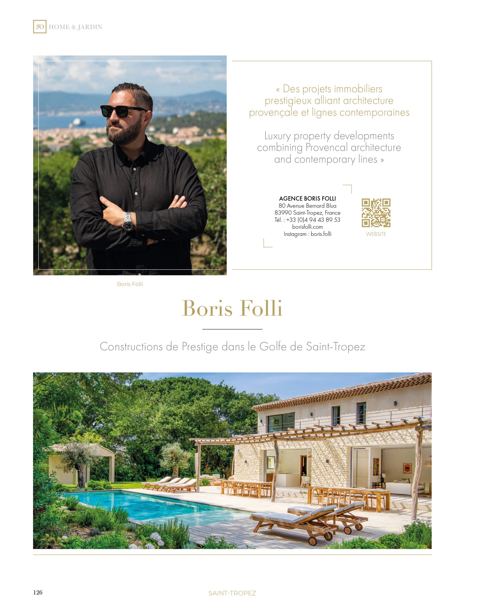 Article Boris Folli - Conception et Maîtrise d'oeuvre - Saint-Tropez