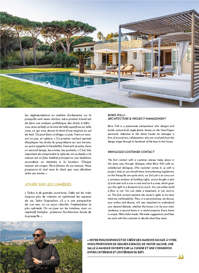 Article Boris Folli - Conception et Maîtrise d'oeuvre - Saint-Tropez